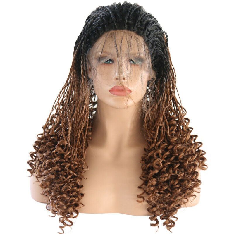 Dark Brown Ombre Full Lace Front Wigs Braided Synthetic Wigs
