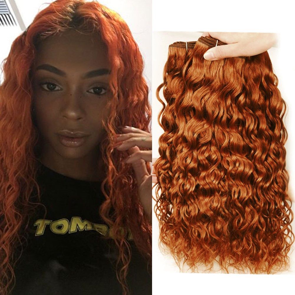 30 Medium Auburn Brazilian Wet And Wavy Human Hair Weave Bundles