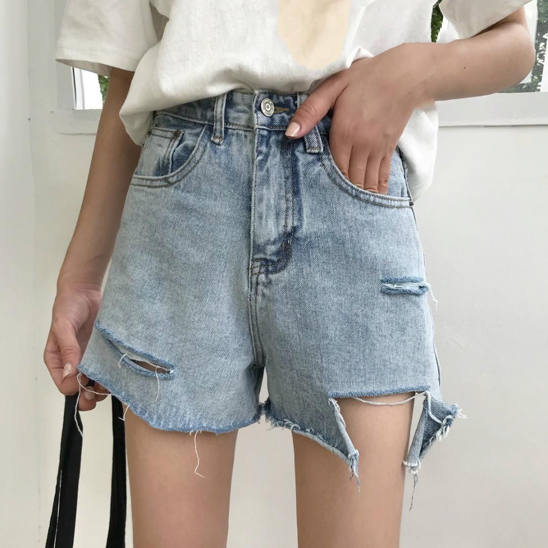 21 Summer High Waist Thin Loose Light Blue Denim Shorts Female Wide Leg Sexy Ripped Jeans Women Hot Distressed Short Jeans From Avive 24 58 Dhgate Com