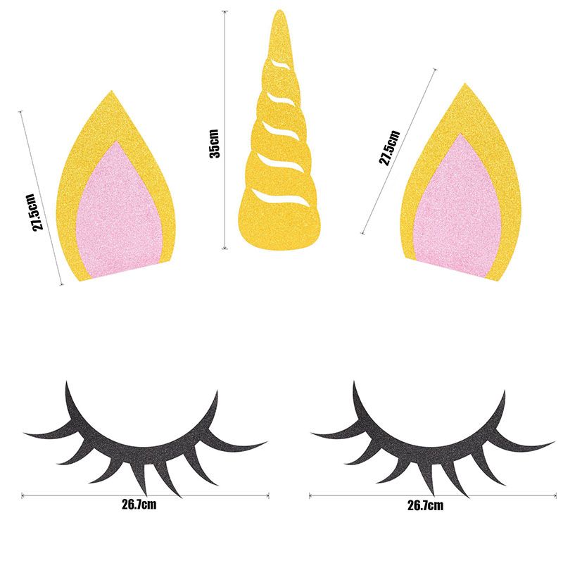 birthday unicorn party decor diy unicorn horn eyelashes ear wall sticker paper pom poms baby shower party backdrop supplies from totwo9 4 39 dhgate com