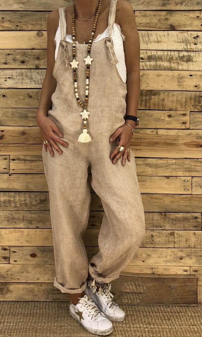 linen sleeveless jumpsuit