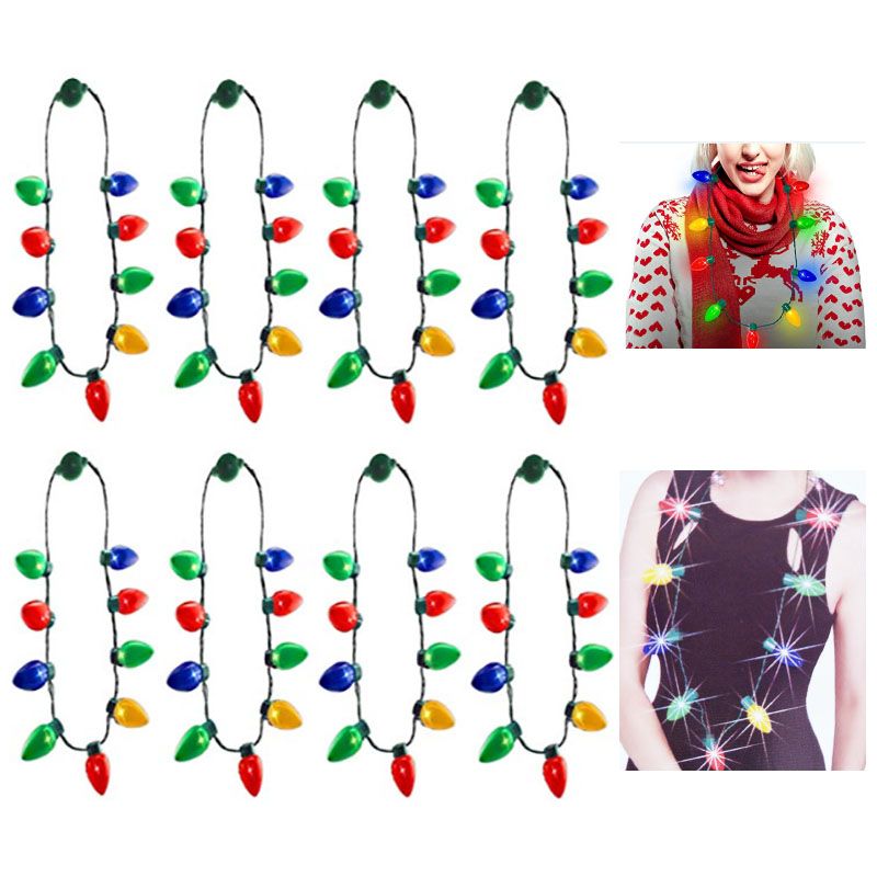 Led Light Up Christmas Bulb Necklace For Kids And Adults String Lights Necklace Christmas