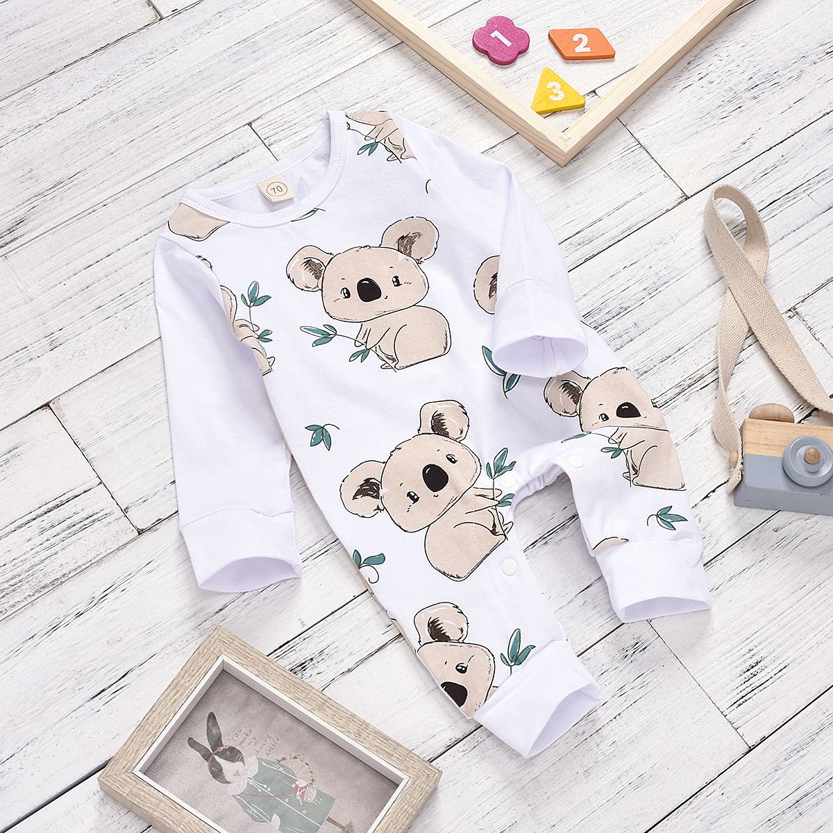 Infant Baby Boy Girl Clothes Cartoon Koala Bear Print Romper Jumpsuit Bodysuits Outfits Onesies Autumn
