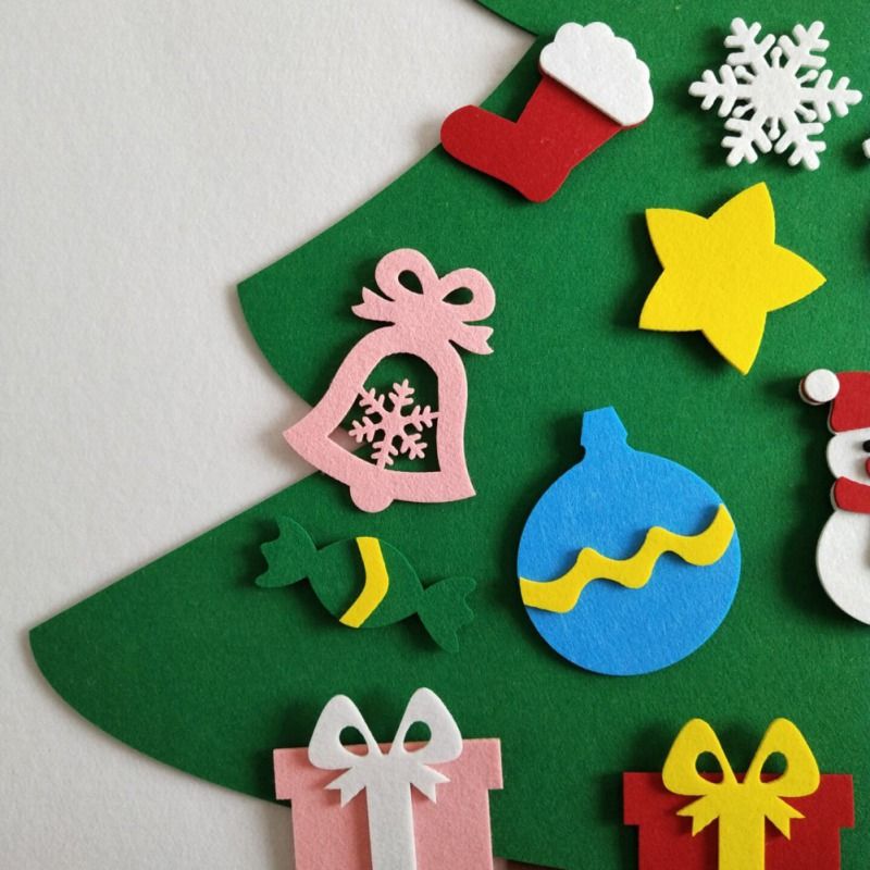 DIY da árvore de Natal Kit com pequenas removível enfeites de feltro Xmas  Mão Artesanato Decoração