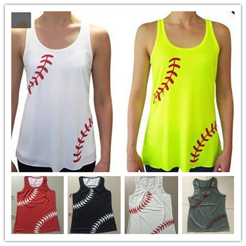 2021 Women Baseball Softball Vest Tank Tops Summer Strap Hurdles Vest