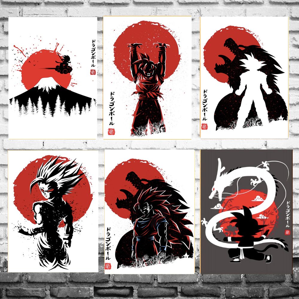 Anime japonés clásico Dragon Ball Son Goku lienzo pintura Vintage imagen de la pared cartel Kraft Anime japonés clásico Dragon Ball Son Goku lienzo pintura Vintage imagen de la pared cartel Kraft
