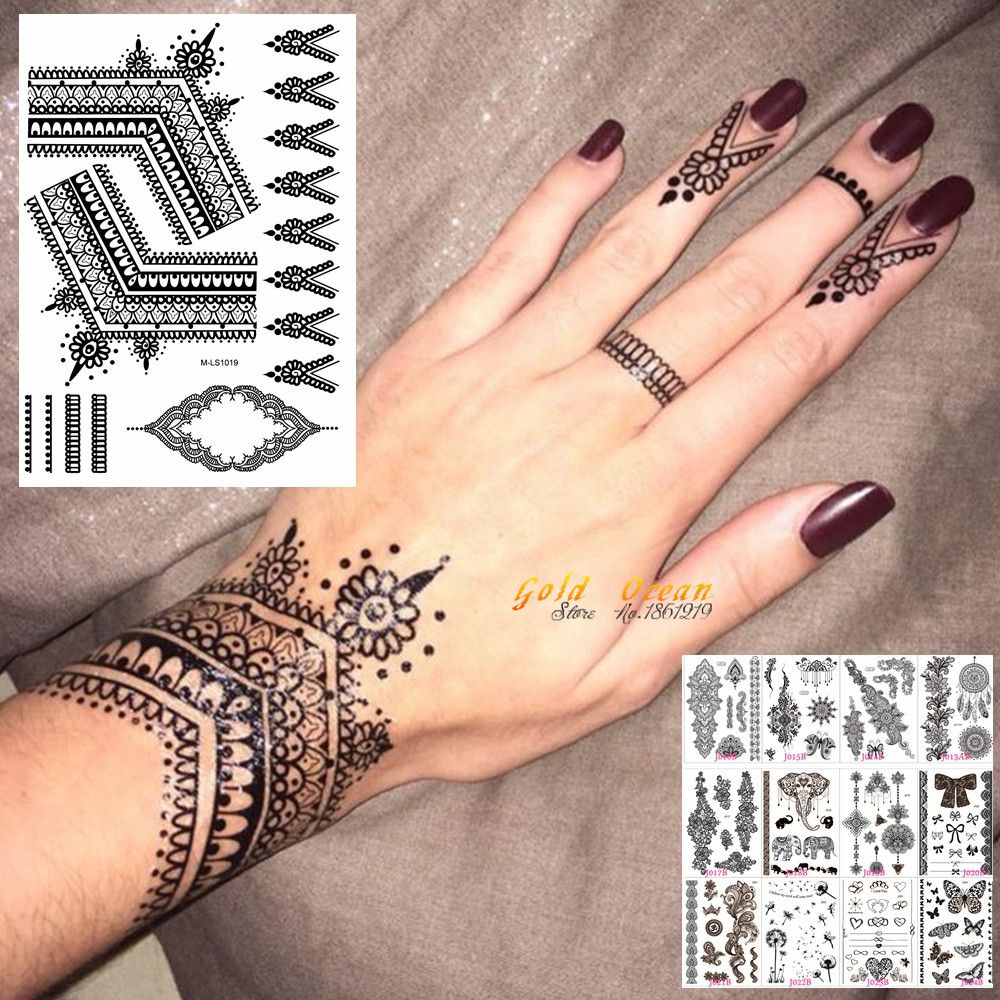 De Beste Kwaliteit 25 Stijlen Sexy Kant Zwarte Henna Tattoo Sticker Vrouwen Hand Sieraden Tatoo Paste Waterdichte Fake Body Art Tattoo Stickers Tegen Een Goedkope Online Tijdelijke Tatoeages |DHgate