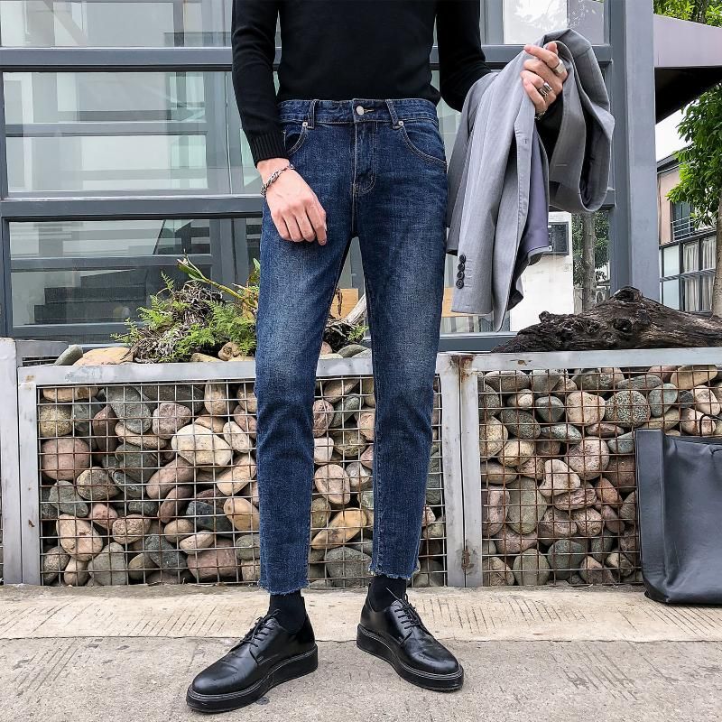 Compra Tobillo De Longitud Informal Vaqueros Hombre Vaqueros Ajustados  Hombre Pantalones Hombre 2020 Hombres Del Resorte Adelgazan Estilo De Corea  Denim Jeans Barato | Entrega Rápida Y Calidad | Es.Dhgate
