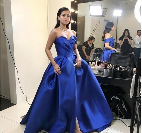 Acquista Abiti Da Sera Eleganti Monospalla Blu Royal Abiti Da Cerimonia Con  Scollo A Cuore E Spacco Sul Davanti Abiti Da Cerimonia Lunghi A 101,91 € Dal  Startdress | DHgate Italy