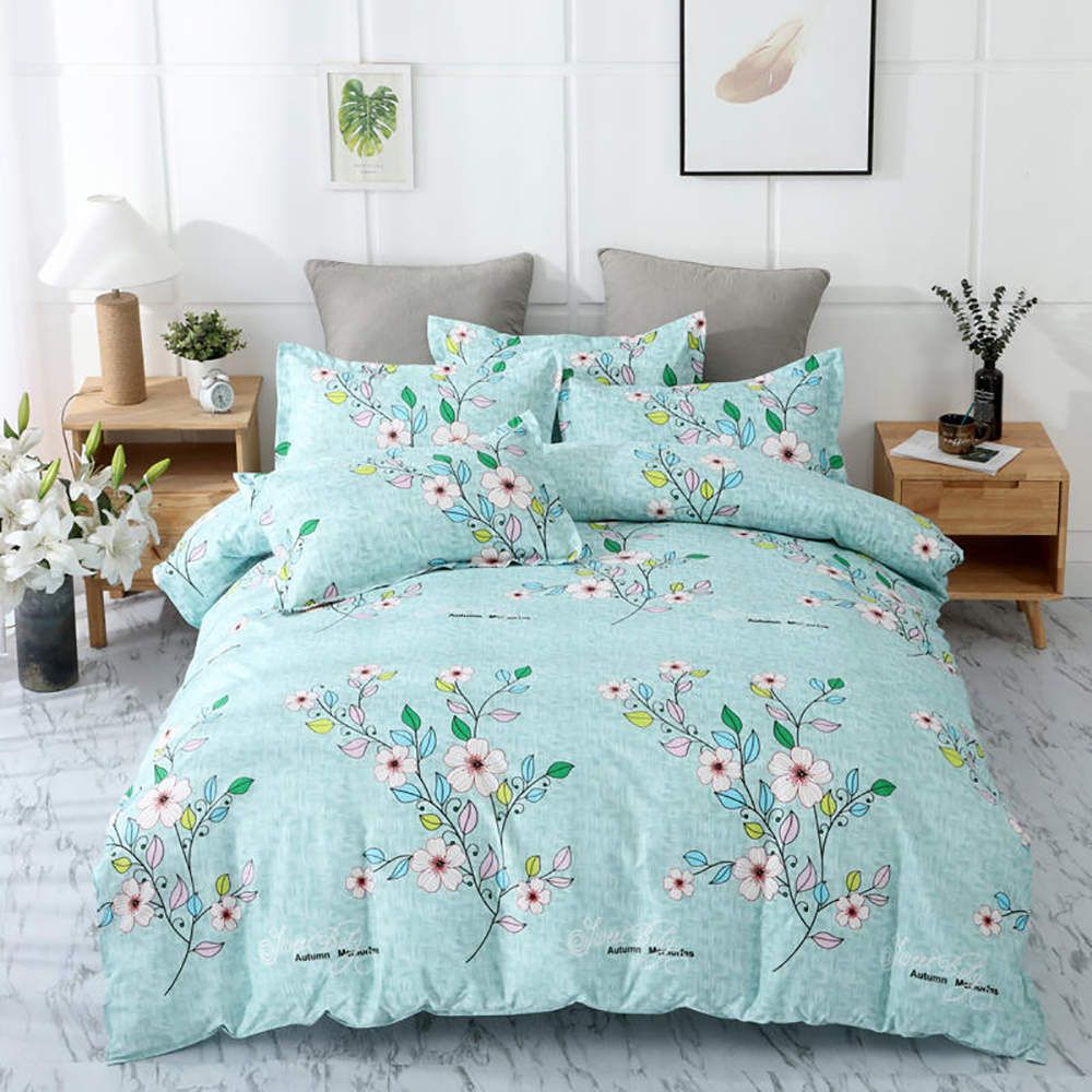 US FULL UNFILLED DUVET COVER /& PILLOWCASE SET FLORAL UK DOUBLE TEAL NEW