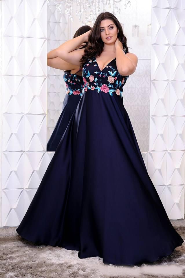 Viaje Psicológico Dalset Impresionante azul marino azul talla grande vestidos de fiesta con cuello en v apliques florales vestidos Viaje Psicológico Dalset Impresionante azul marino azul talla grande vestidos de fiesta con cuello en v apliques florales vestidos