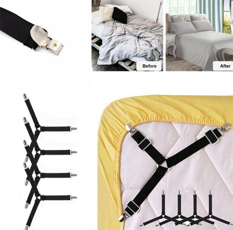 HK 4Pcs Elastic Cover Blanket Grippers Holder Bed Sheet Clip Mattress Fasteners