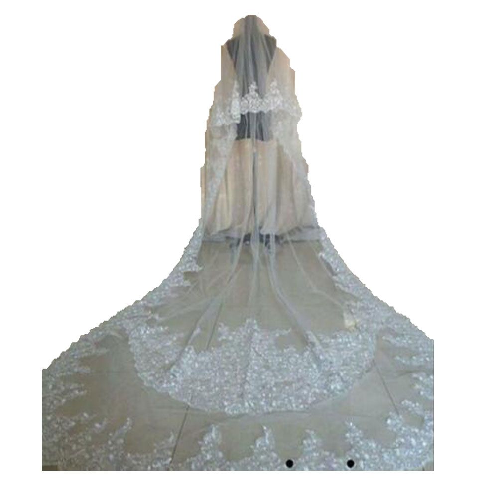 lace cathedral veil with blusher