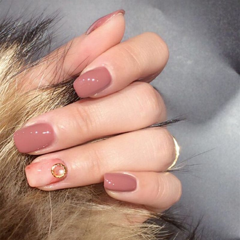 False Nails With Pearl Full Cover Tips Pale Mauve Short Square Fake Faux Ongle Acrylic Artificial Nails Nail Courses Nail Foil From Jerry02 2 74 Dhgate Com