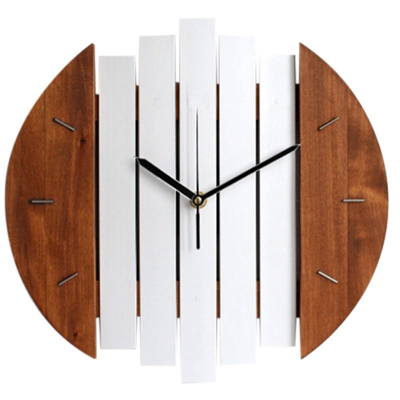 Wooden Wall Clock Modern Design Vintage Rustic Shabby Clock Quiet