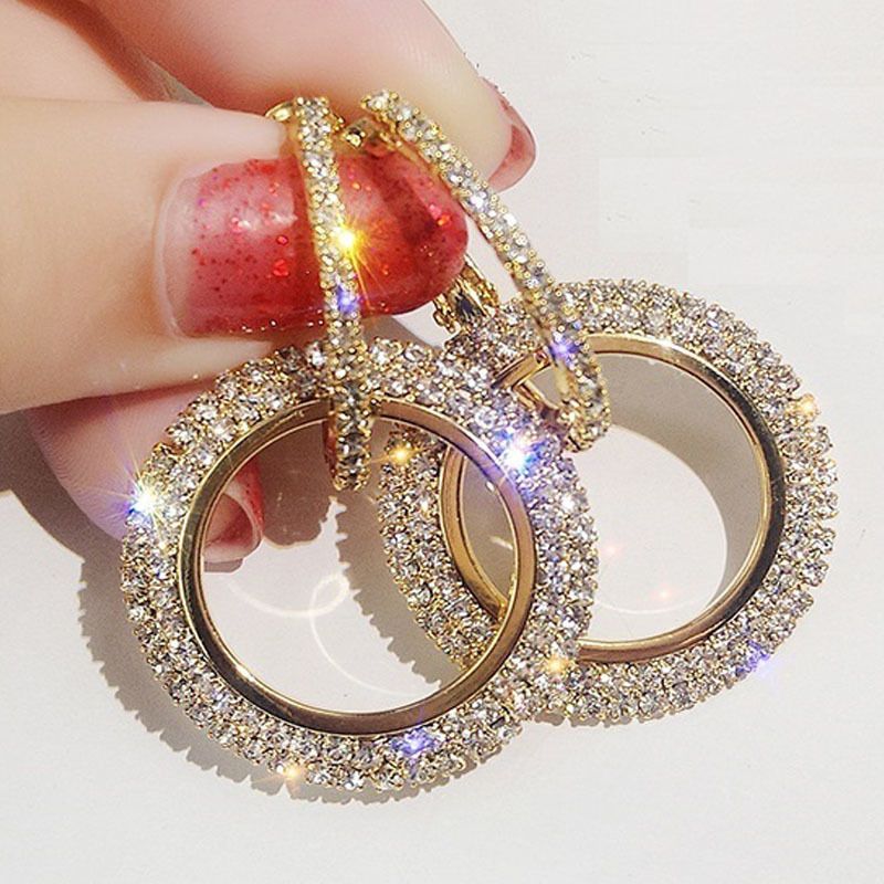 2019 NUEVO 925 plata aguja rhinestone círculo cristal de Swarovski pendientes temperamento coreana