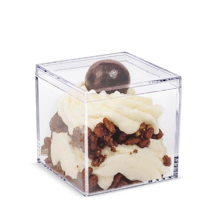 130ml Square Dessert Box With Lid Transparent Plastic Mousse Cake Box Dessert Box Clear Dessert