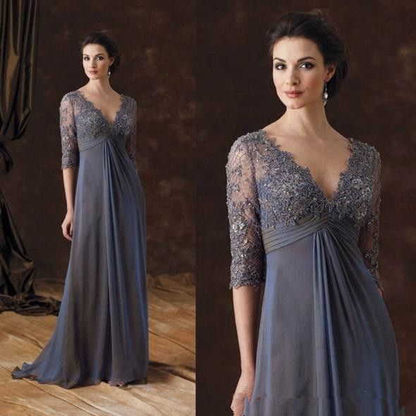 V Neck Chiffon Long Wedding Guest Dress ...