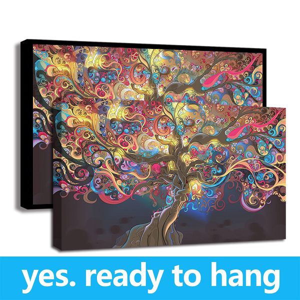 Grosshandel Gerahmte Psychedelische Baum Kunst Bunte Muster Hd Print Leinwand Wandmalerei Poster Fur Wohnzimmer Dekor Bereit Zu Hangen Von Artistplus 7 32 Auf De Dhgate Com Dhgate
