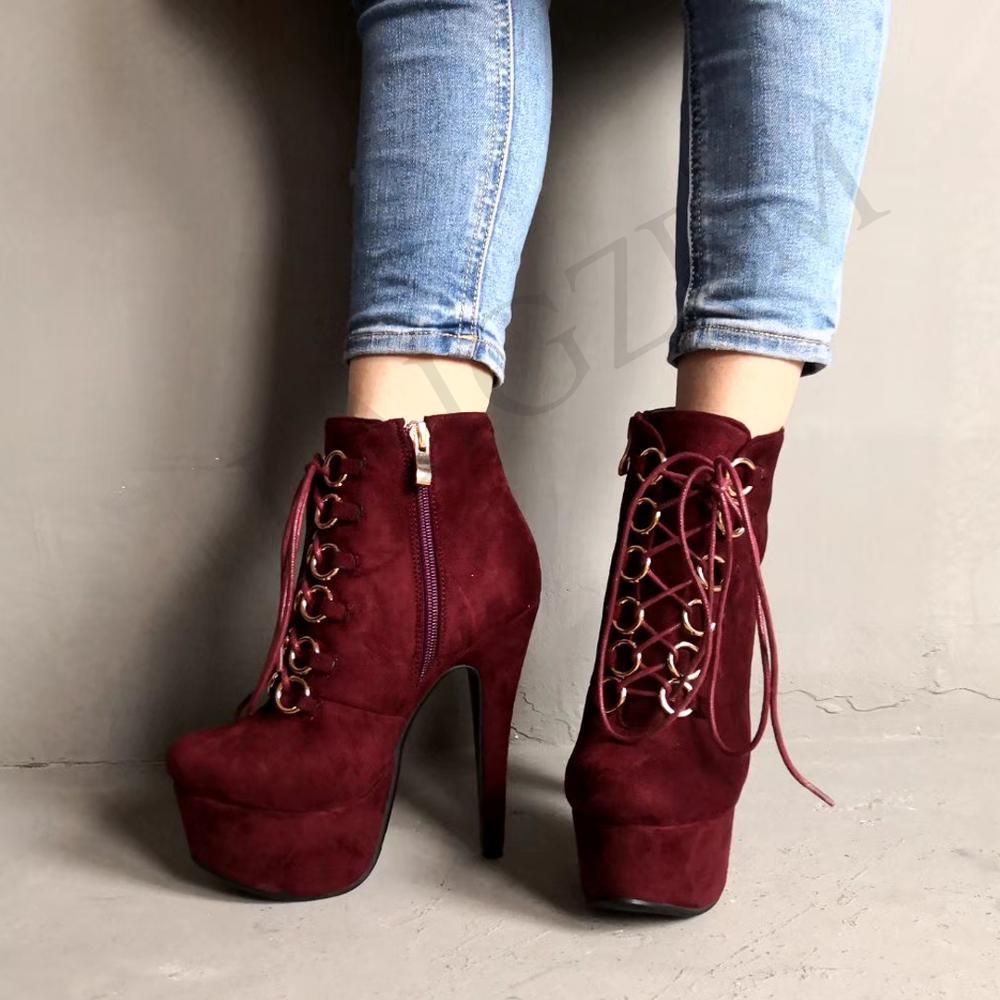 suede ankle boots high heel