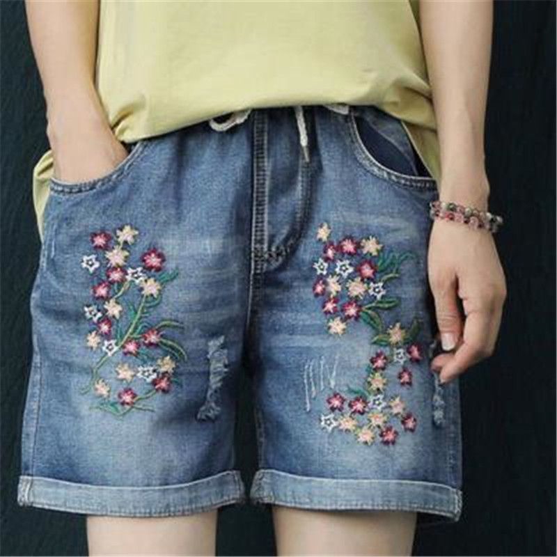 Compra Womens High Cintura Jeans Moda Tendencia Verano Flojo Bordado  Elástico Short Jean Designer Femenino Casual Hole Harlan Denim Shorts  Barato | Entrega Rápida Y Calidad | Es.Dhgate