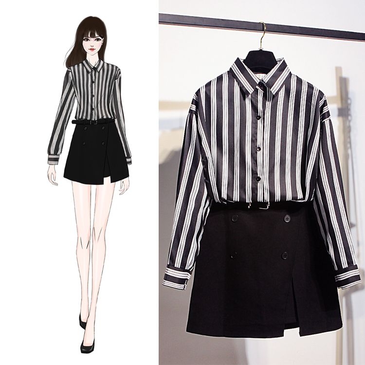 black shirt and skirt set