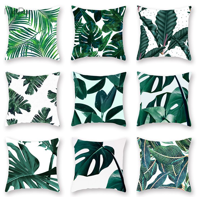 Tropical Decoration Print Cactus Pattern Cushion Cover Monstera
