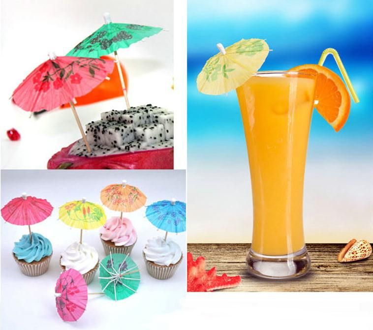 SAVITA 100 Piezas Sombrillas Cocktail Paraguas de Bebidas Tropicales Sombrilla de Cóctel Adornos de Bebidas Púas de Paraguas para Bebidas Aperitivos Suministros de Decoración de Fiestas 