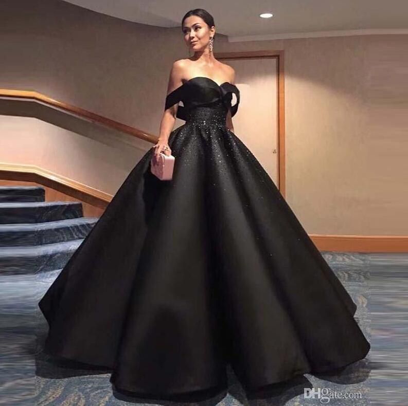 Black Maxi Prom Dress Sequined Beaded 