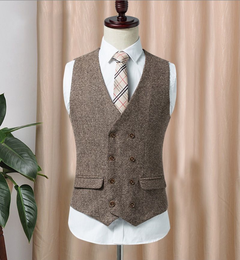Double Breasted Tweed Vest Wool Herringbone Groom Vests Pockets Mens Suit Vests Slim Fit Mens Dress Vest Wedding Waistcoat Tux Vest Wedding Groomsmen From Blush Wedding Dress 24 77 Dhgate Com