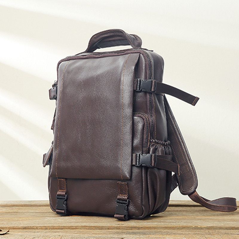 grey leather backpack mens