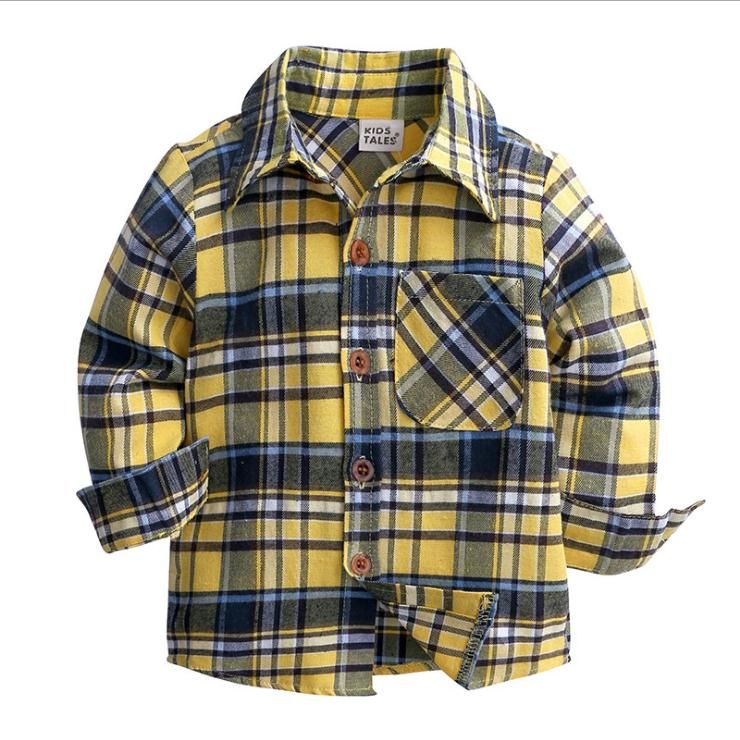2021 Toddler Boys Shirts Long Sleeve Plaid Shirt For Kids Spring Autumn