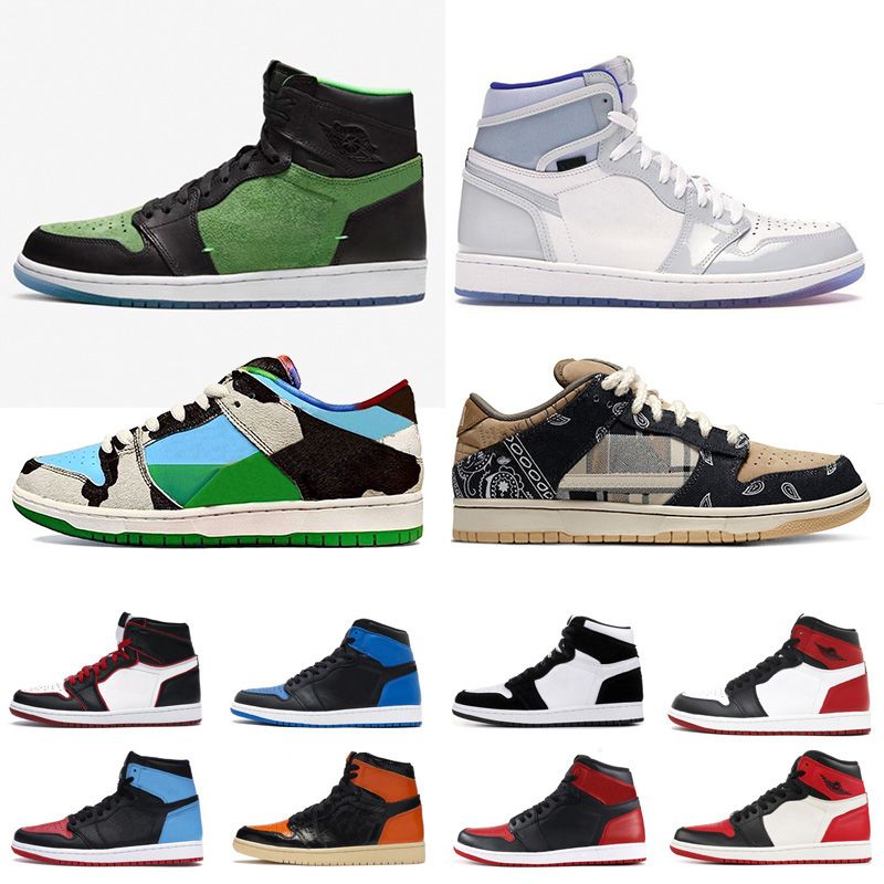 Mens 1s Zoom Racer Blue Green University Red High 1 Basketball Shoes