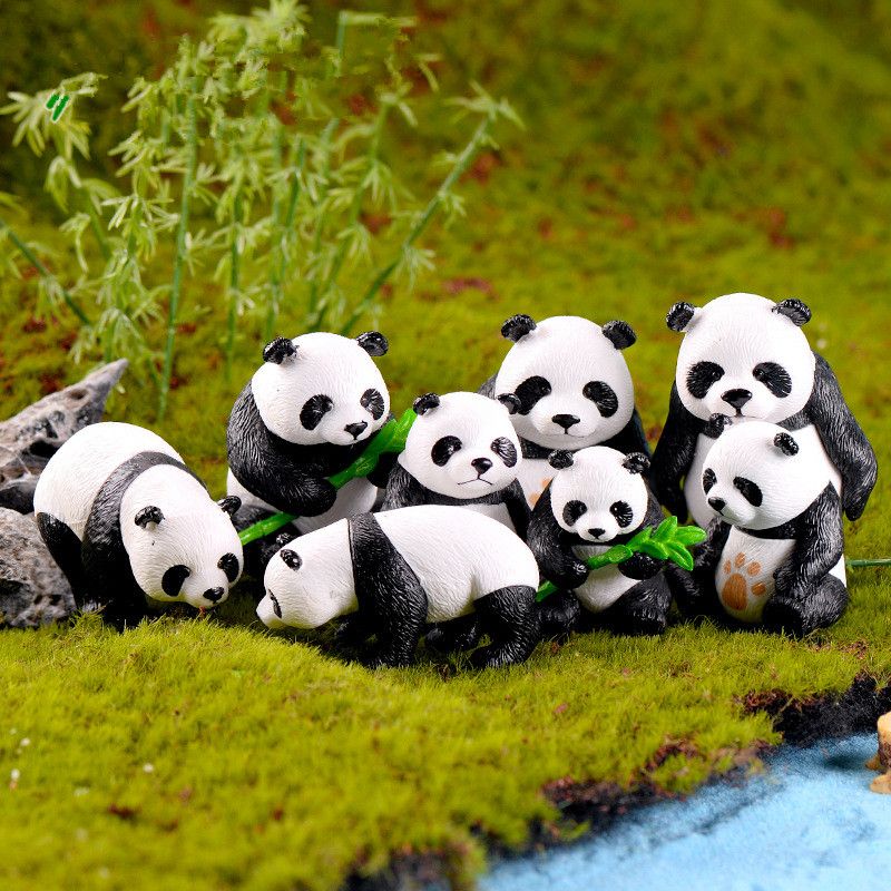 Grosshandel 4 Teile Satz Nette Panda Moos Micro Landschaft Terrarium Figur Dekoration Harz Lustige Panda Babys Ornament Fee Garten Miniatur Von