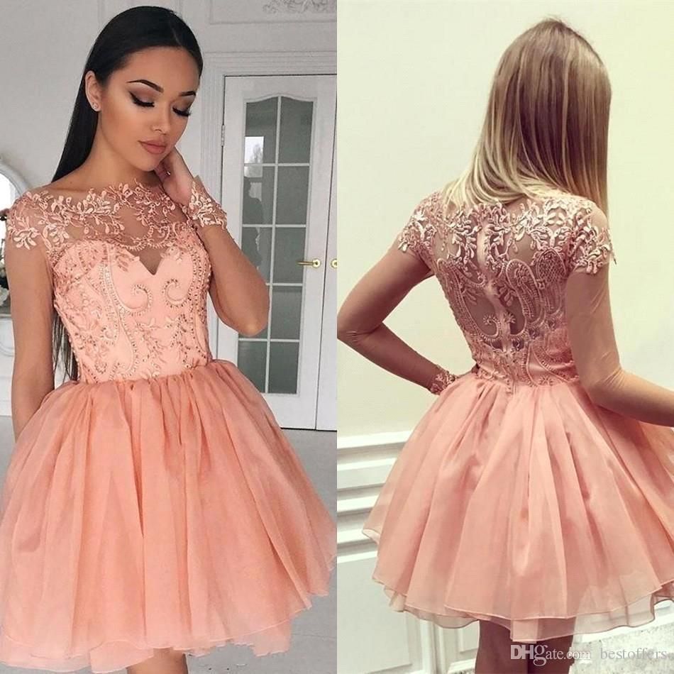 pink lace cocktail dress