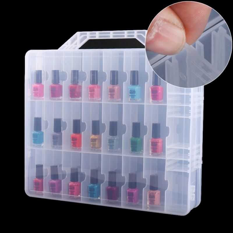 Nail Art Equipment 48 Slots Clear Double Sides Empty Storage Box