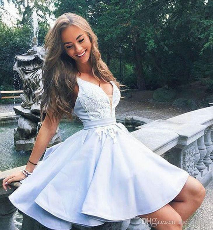 light blue short semi formal dress