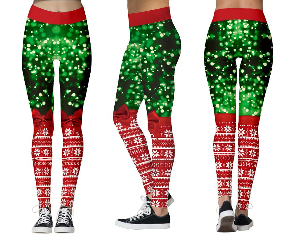 Women's Christmas Leggings Snowflake Moisture Wicking Yoga Fitness