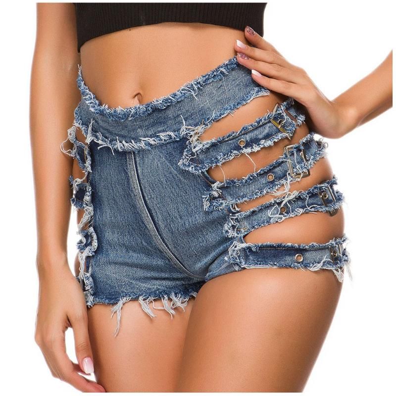 Shorts jeans rasgado na cintura Clearance