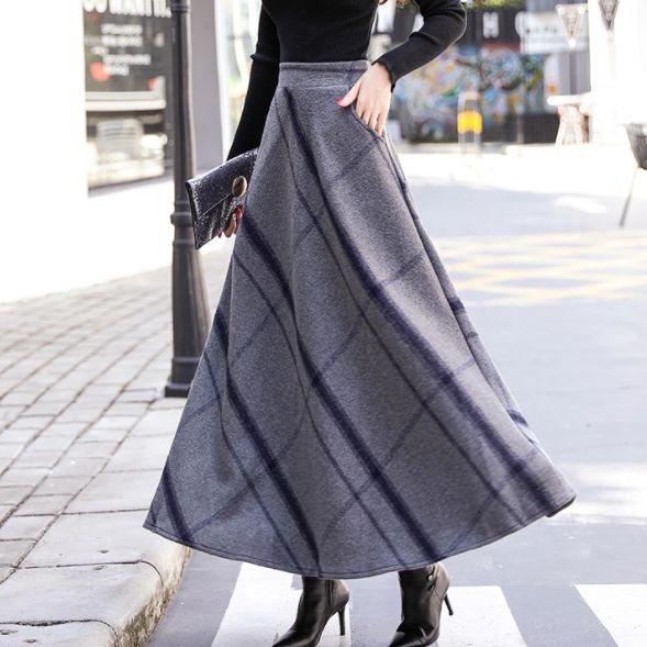 Faldas Faldas talle alto mujer moda 2019 mujeres Maxi lana elástico de la falda de