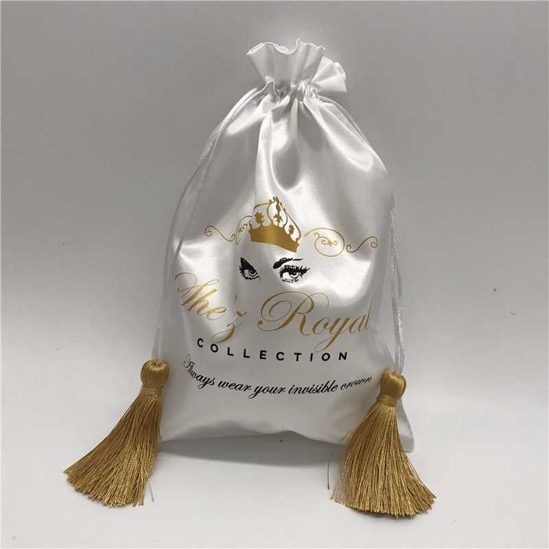 2020 Silk Tassel Satin Bag Hair Extensions Wigs Makeup Packaging Bags