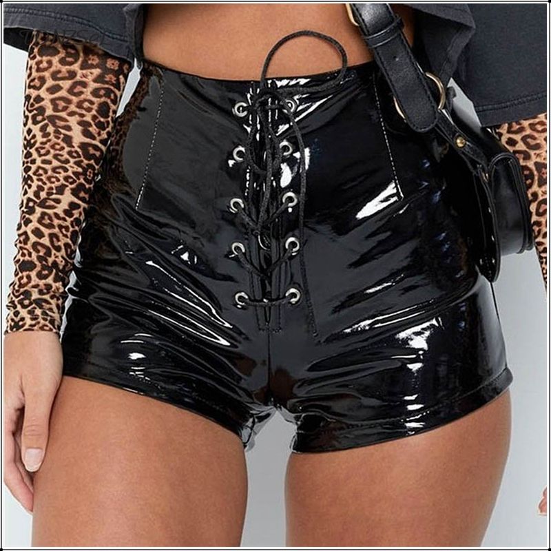 Women Sexy PU Patent Leather Bandage 