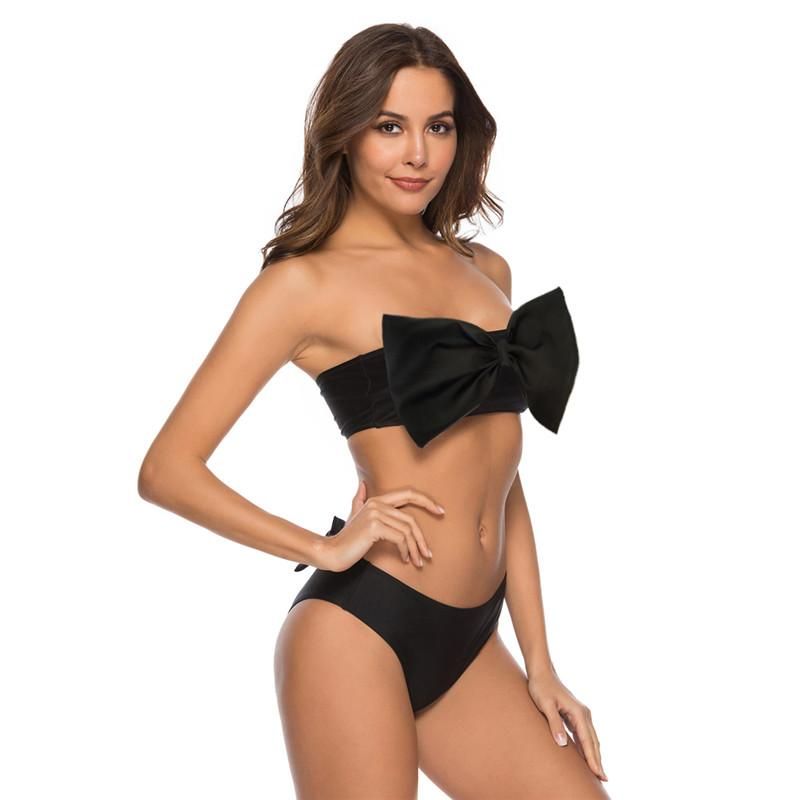 Grosshandel Big Bowknot Bikini 19 Bademode Frauen Tube Top Low Waist Bikinis Sexy Badeanzug Weiblich Schwarz Bandeau Badeanzug Cute Beachwear Wire Free Von Best Runningshoes Ls 18 39 Auf De Dhgate Com Dhgate