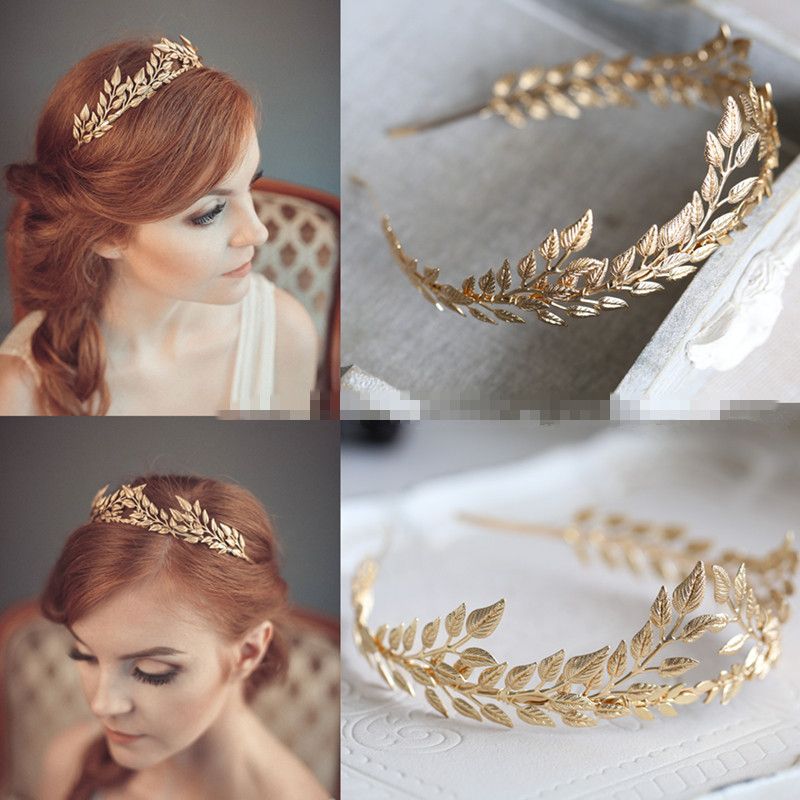Queen Princess Bridal Wedding Bride Gold Alloy Leaf Headbands Hair
