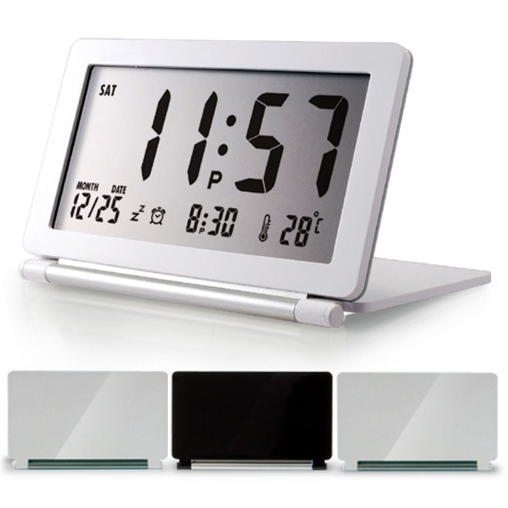Foldable Travel Alarm Clock,LCD Mini Digital Screen Desk Clock with