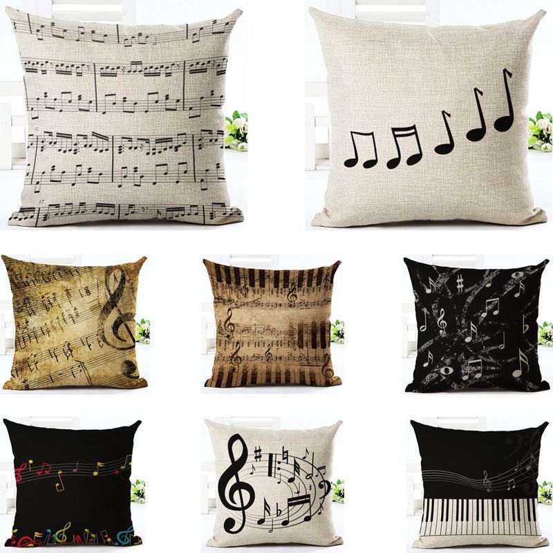 Handmade MUSIC Linen Cotton Cushion Cover Various sizes