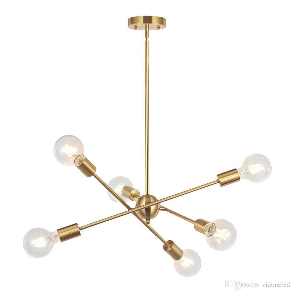 dormitorio lámpara colgante de metal de 60 vatios Qcyuui Lámpara de araña Sputnik de 6 luces comedor sala de estar candelabro de altura ajustable para cocina lámpara de techo moderna negro