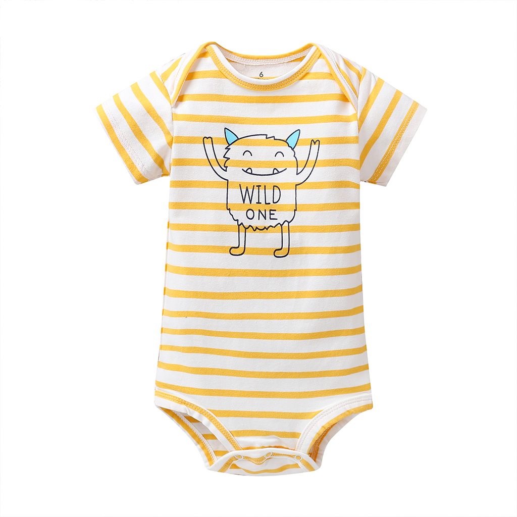 Newborn Baby Boys Bodysuit Short-Sleeve Onesie Creative Purse Print Jumpsuit Spring Pajamas