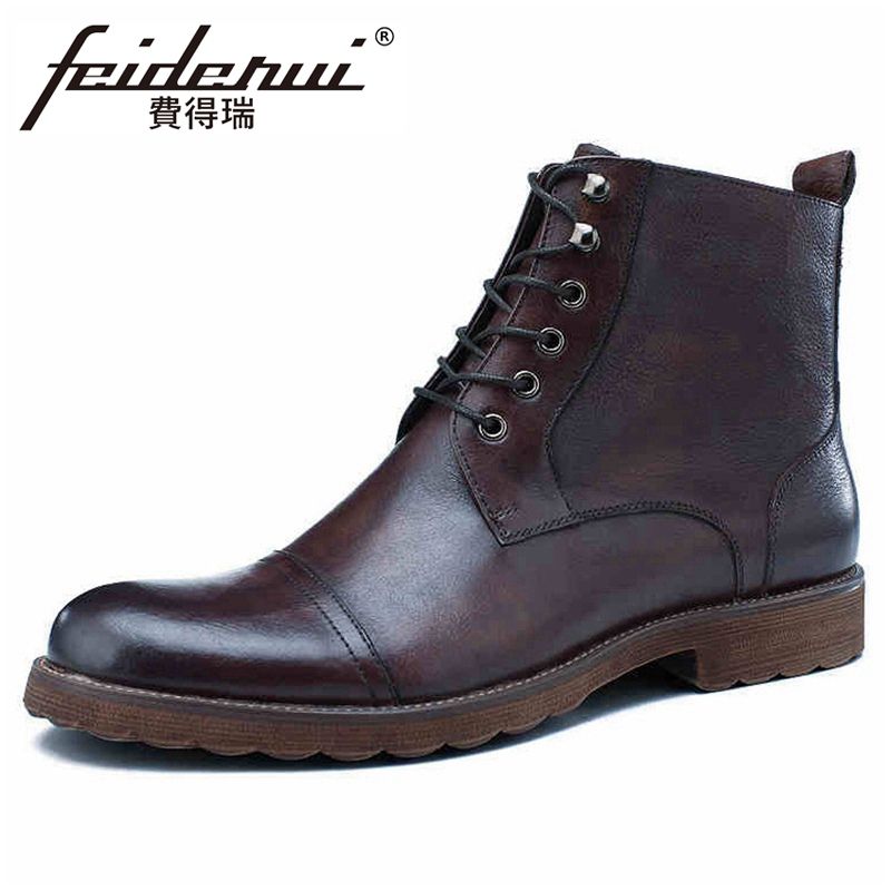men vintage genuine leather ankle boots