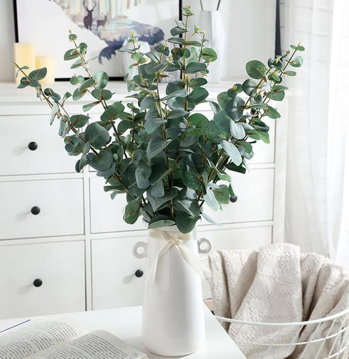 Artificial galho de árvore de eucalipto planta para o Natal de casamento decoração de flores arranjo Artificial galho de árvore de eucalipto planta para o Natal de casamento decoração de flores arranjo